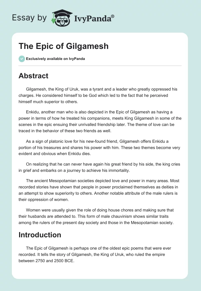 The Epic of Gilgamesh. Page 1