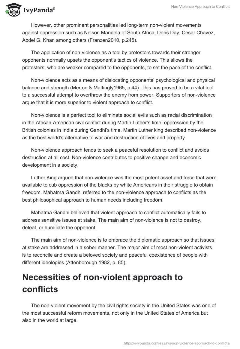 Non-Violence Approach to Conflicts. Page 2