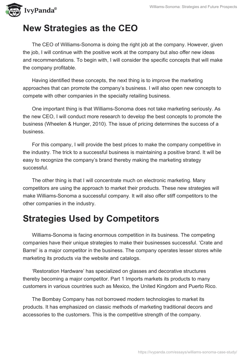 Williams-Sonoma: Strategies and Future Prospects. Page 2