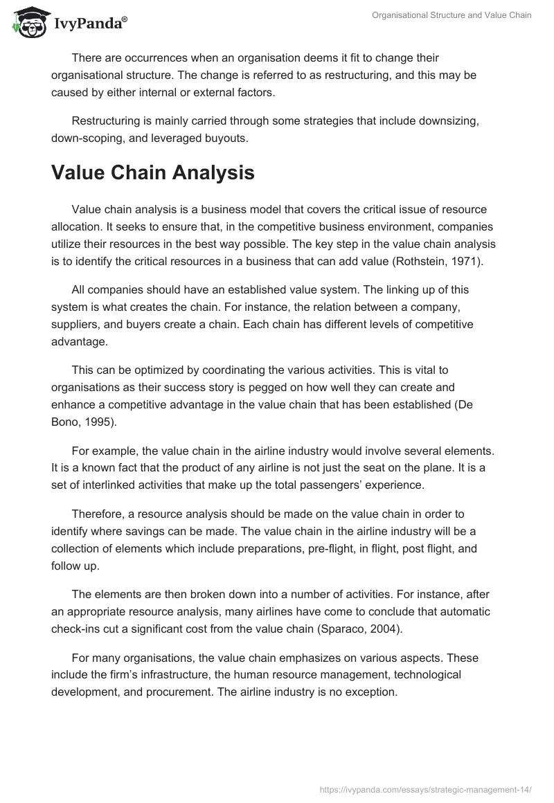 Organisational Structure and Value Chain. Page 3