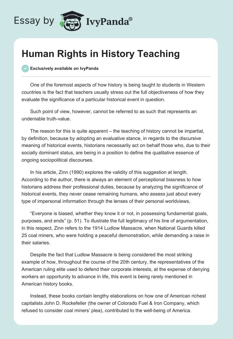Human Rights in History Teaching. Page 1