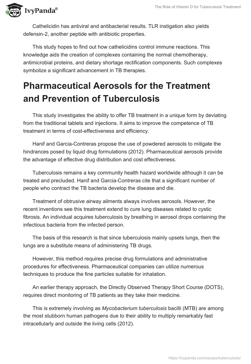 The Role of Vitamin D for Tuberculosis Treatment. Page 2