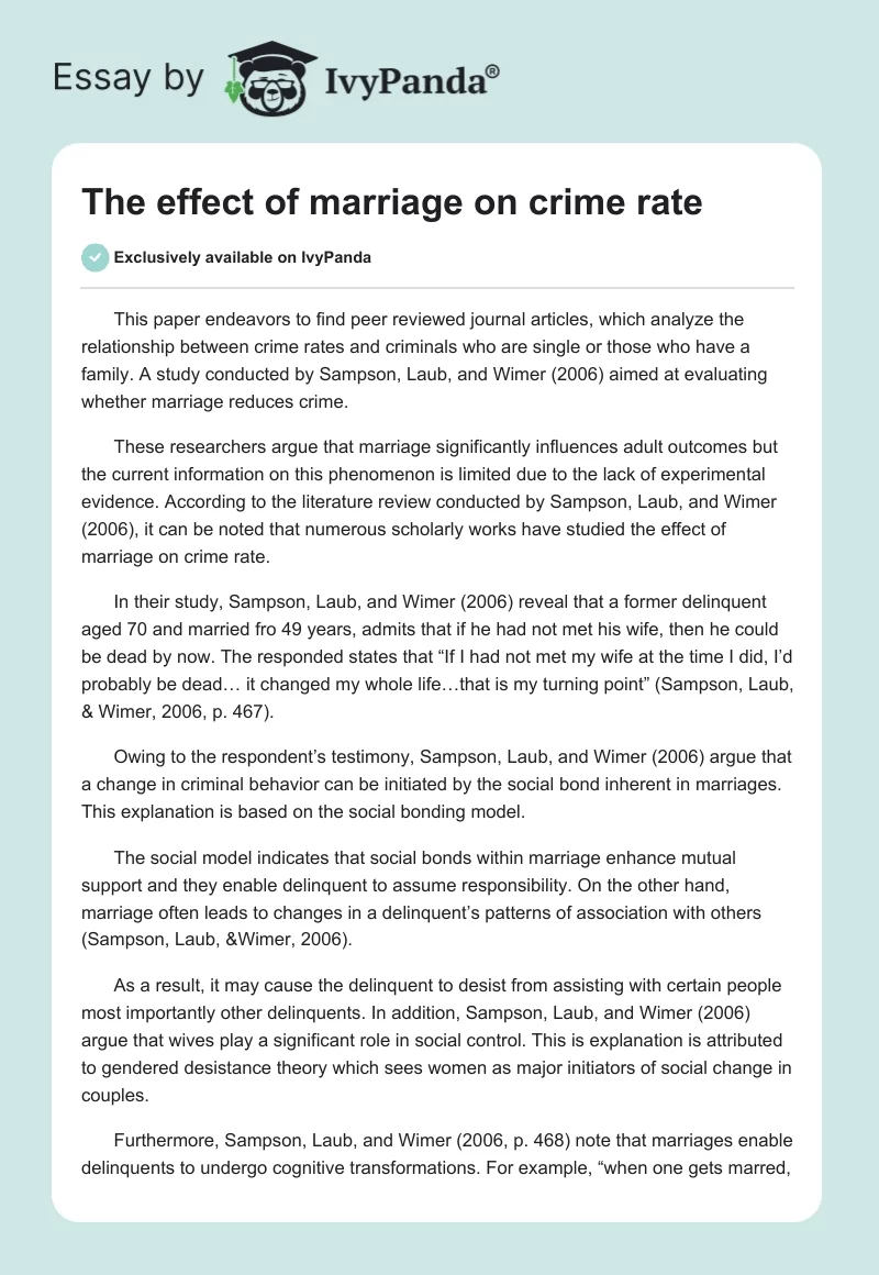 The Effect of Marriage on Crime Rate. Page 1