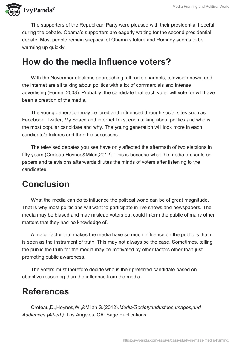 Media Framing and Political World. Page 2