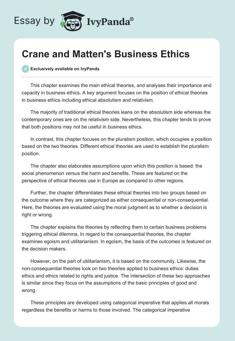 Crane and Matten's Business Ethics. Page 1