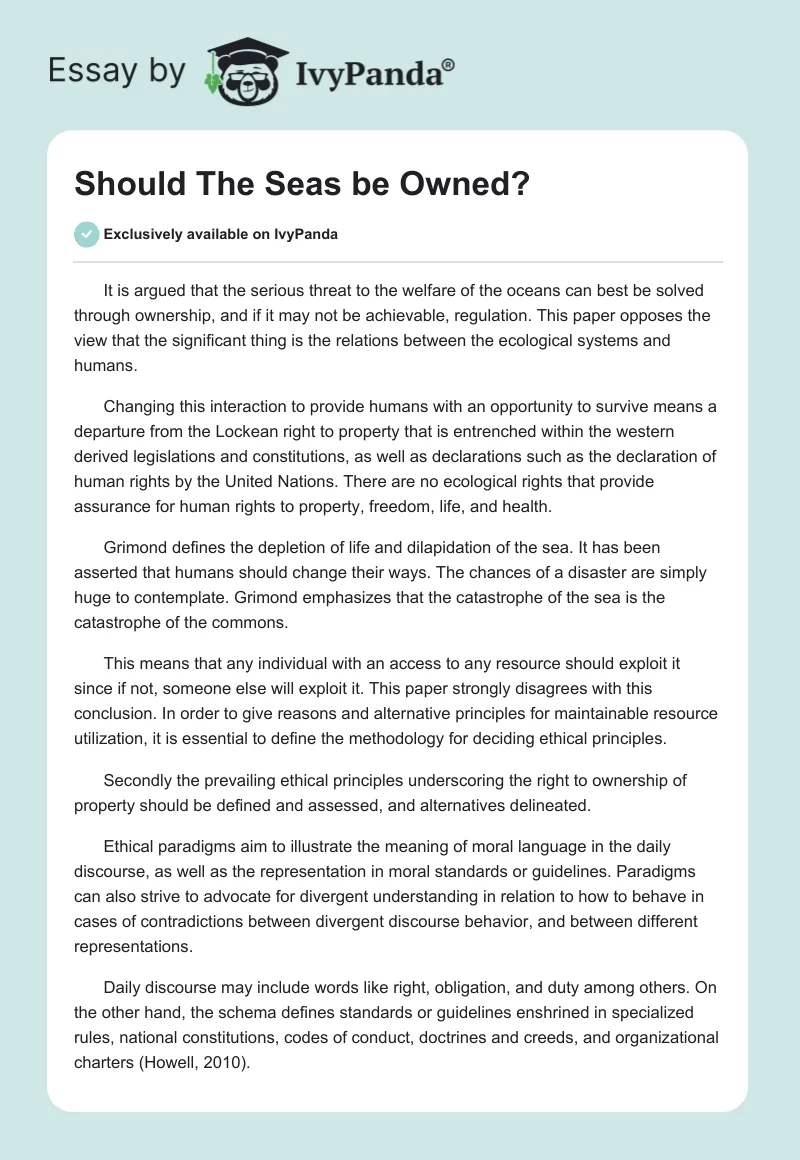 Should The Seas be Owned?. Page 1