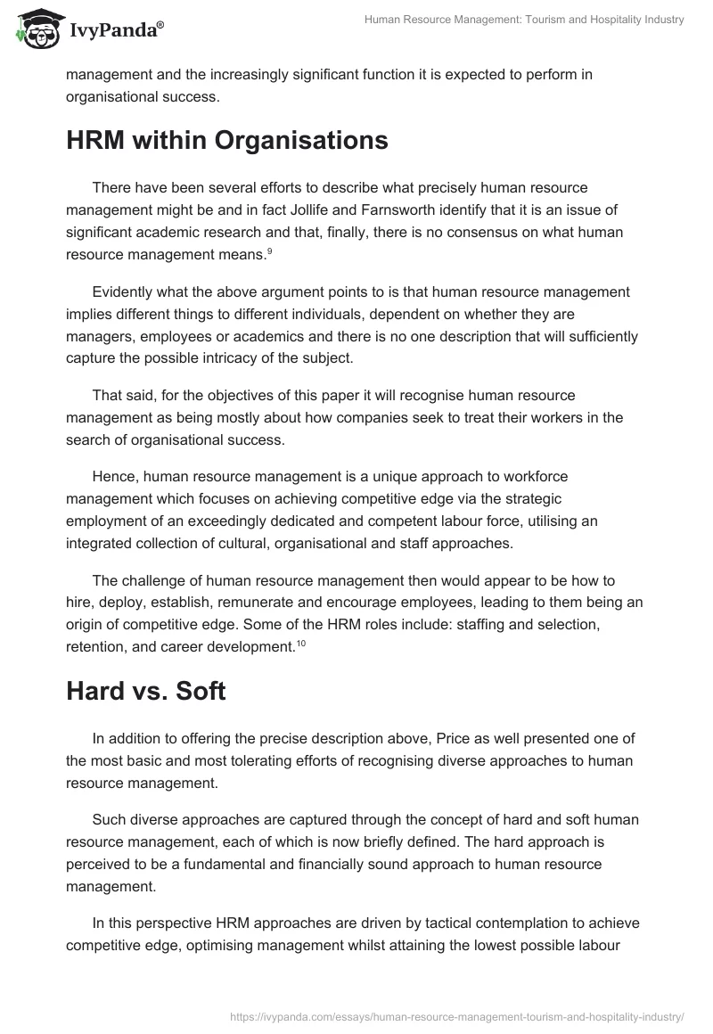 Human Resource Management: Tourism and Hospitality Industry. Page 4