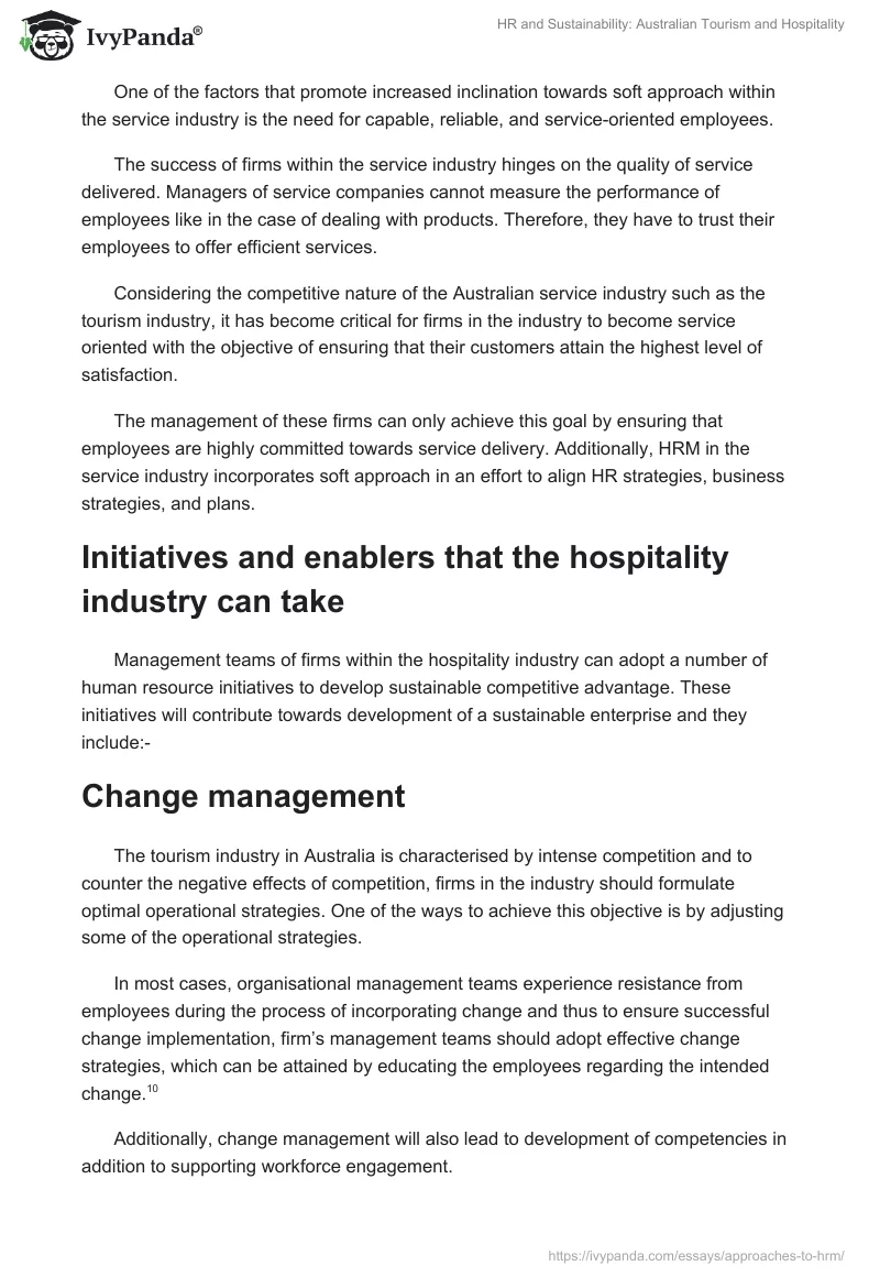 HR and Sustainability: Australian Tourism and Hospitality. Page 5