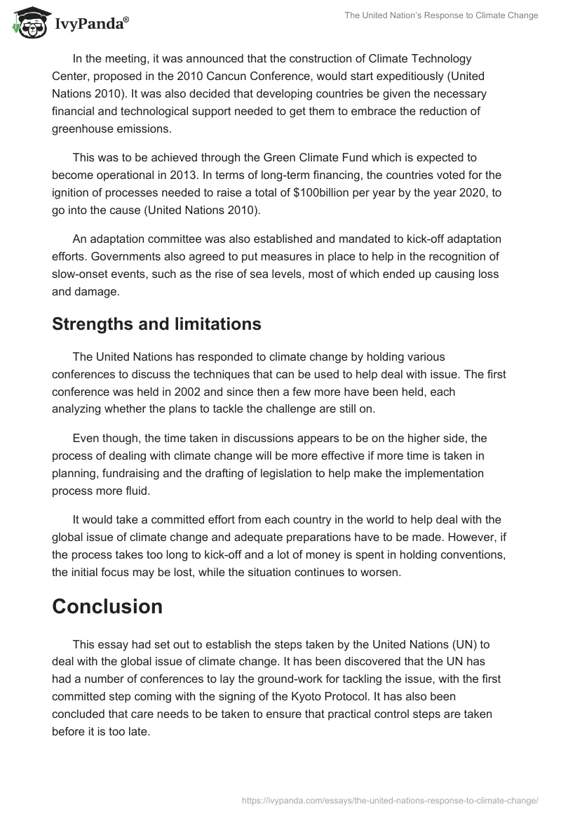 The United Nation’s Response to Climate Change. Page 4