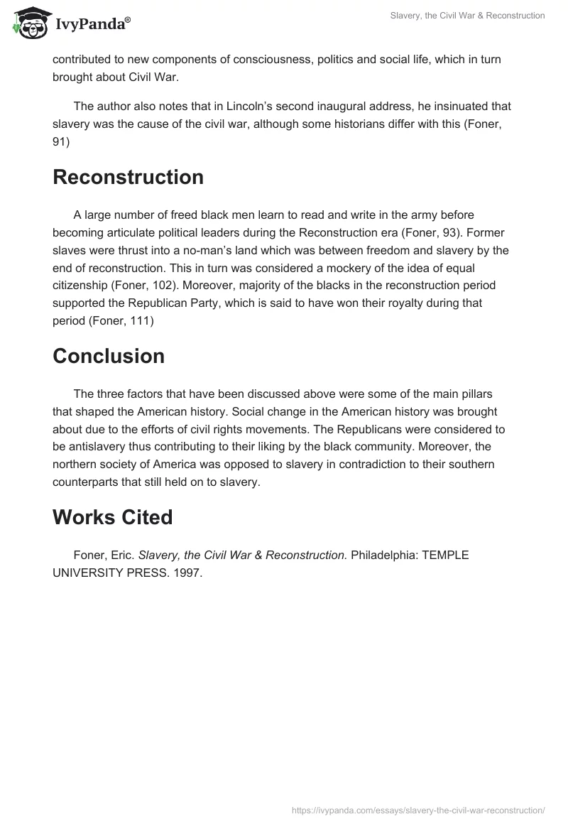 Slavery, the Civil War & Reconstruction. Page 2