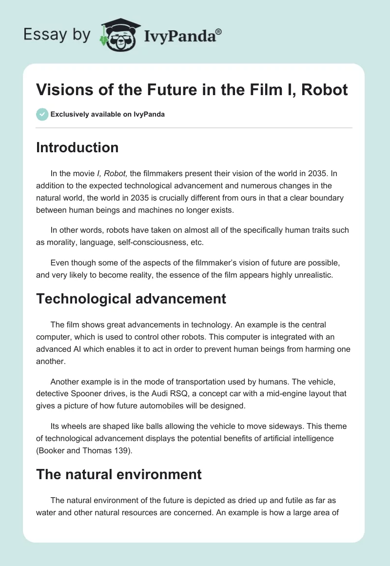 Visions of the Future in the Film I, Robot. Page 1