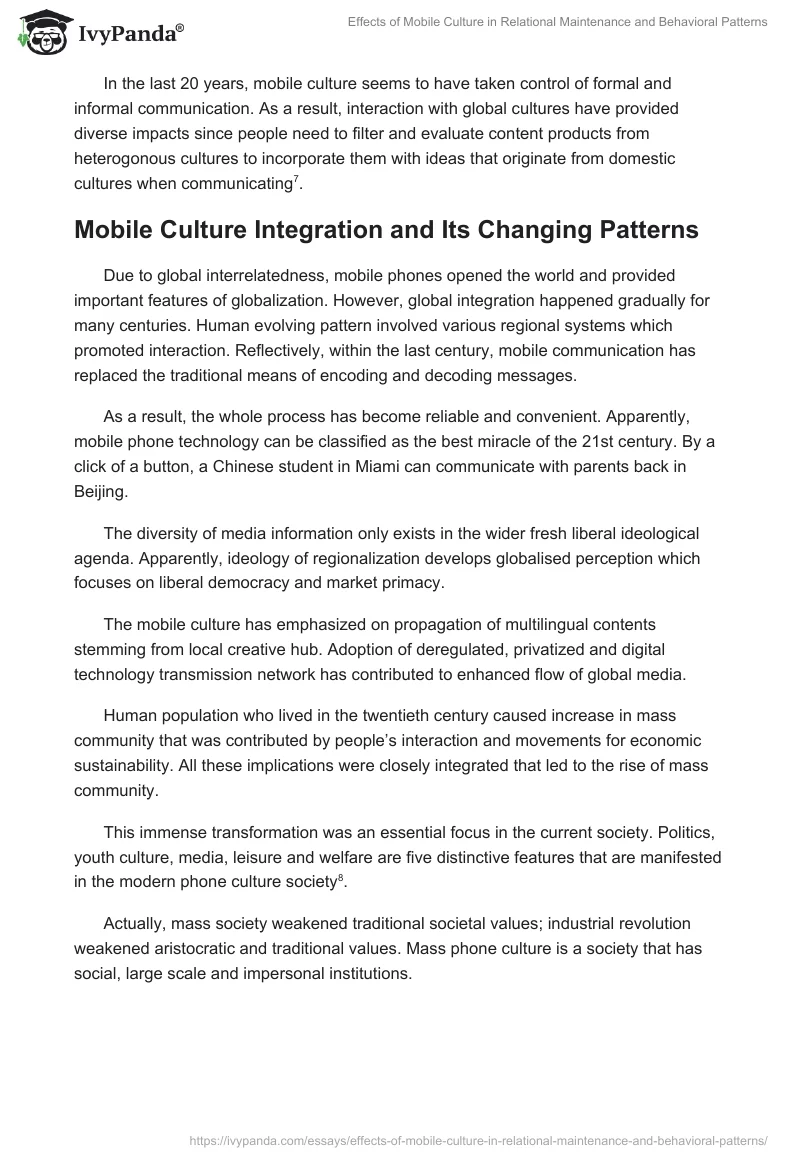 Effects of Mobile Culture in Relational Maintenance and Behavioral Patterns. Page 4