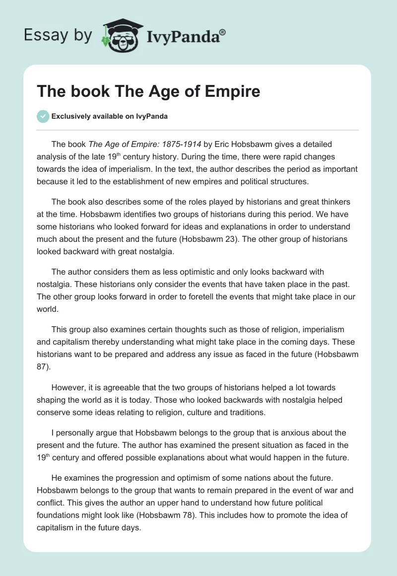 The Book The Age of Empire. Page 1