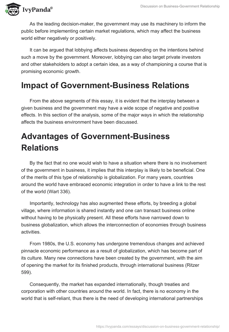 Discussion on Business-Government Relationship. Page 5