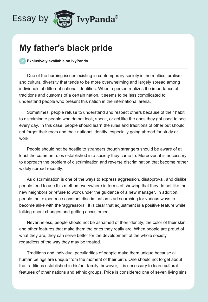 My father's black pride. Page 1