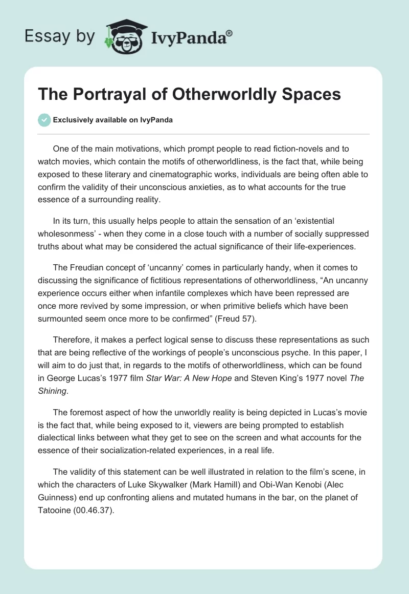 The Portrayal of Otherworldly Spaces. Page 1