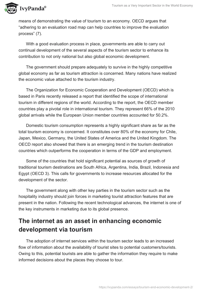 Tourism as a Very Important Sector in the World Economy. Page 2