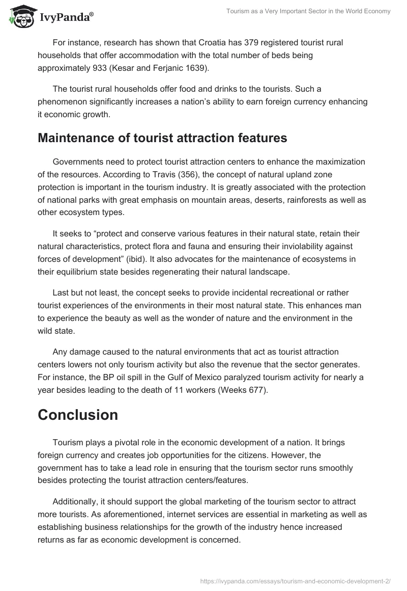 Tourism as a Very Important Sector in the World Economy. Page 5