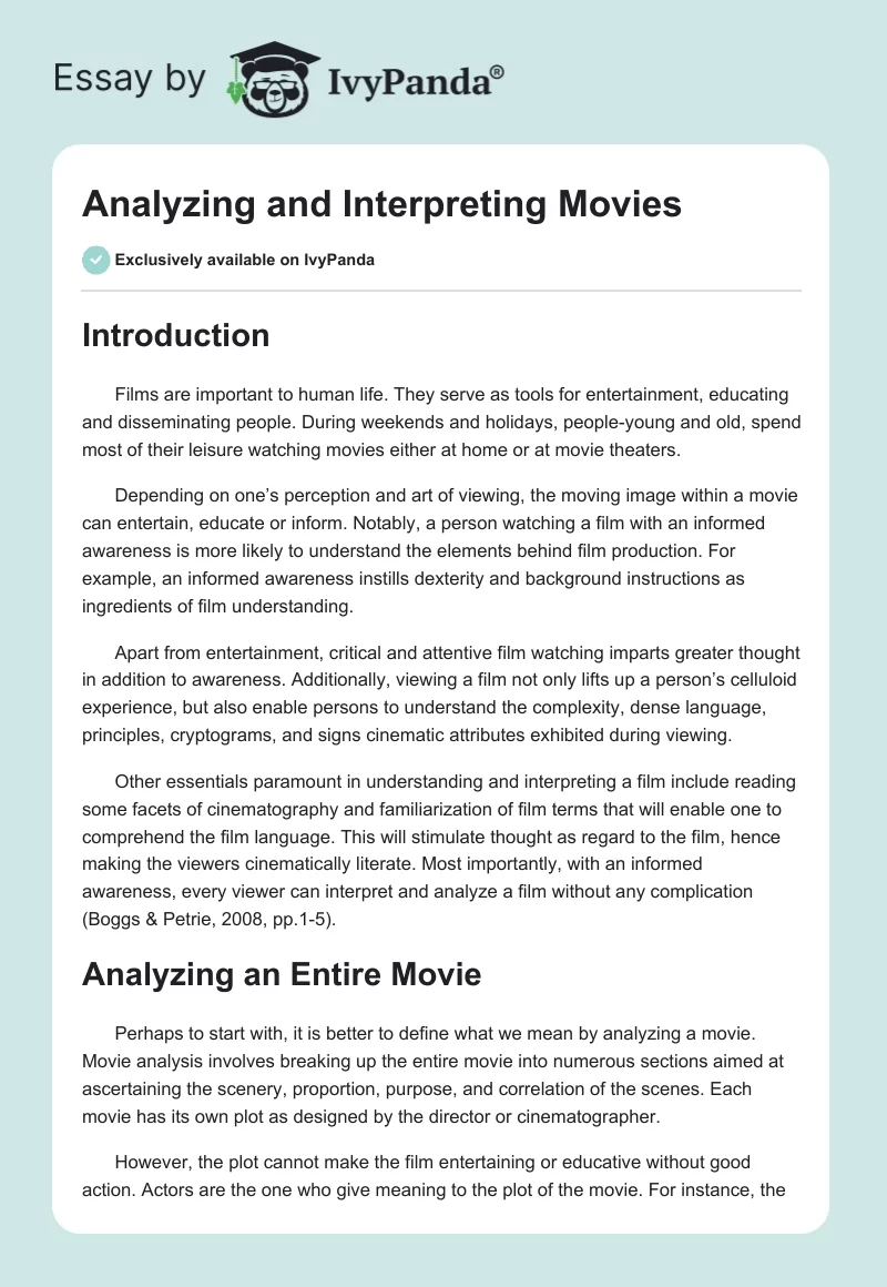 Analyzing and Interpreting Movies. Page 1