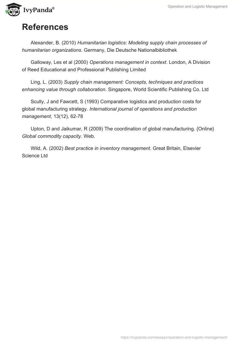 Operation and Logistic Management. Page 5