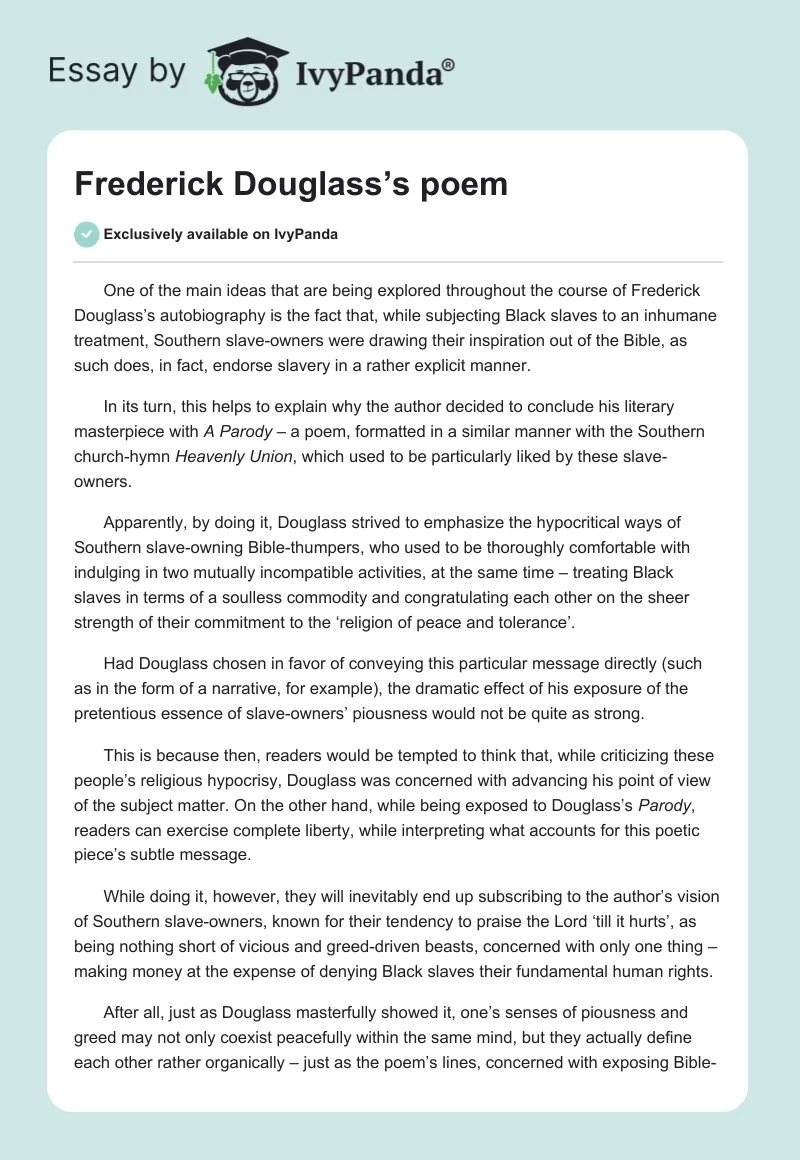 Frederick Douglass’s poem. Page 1