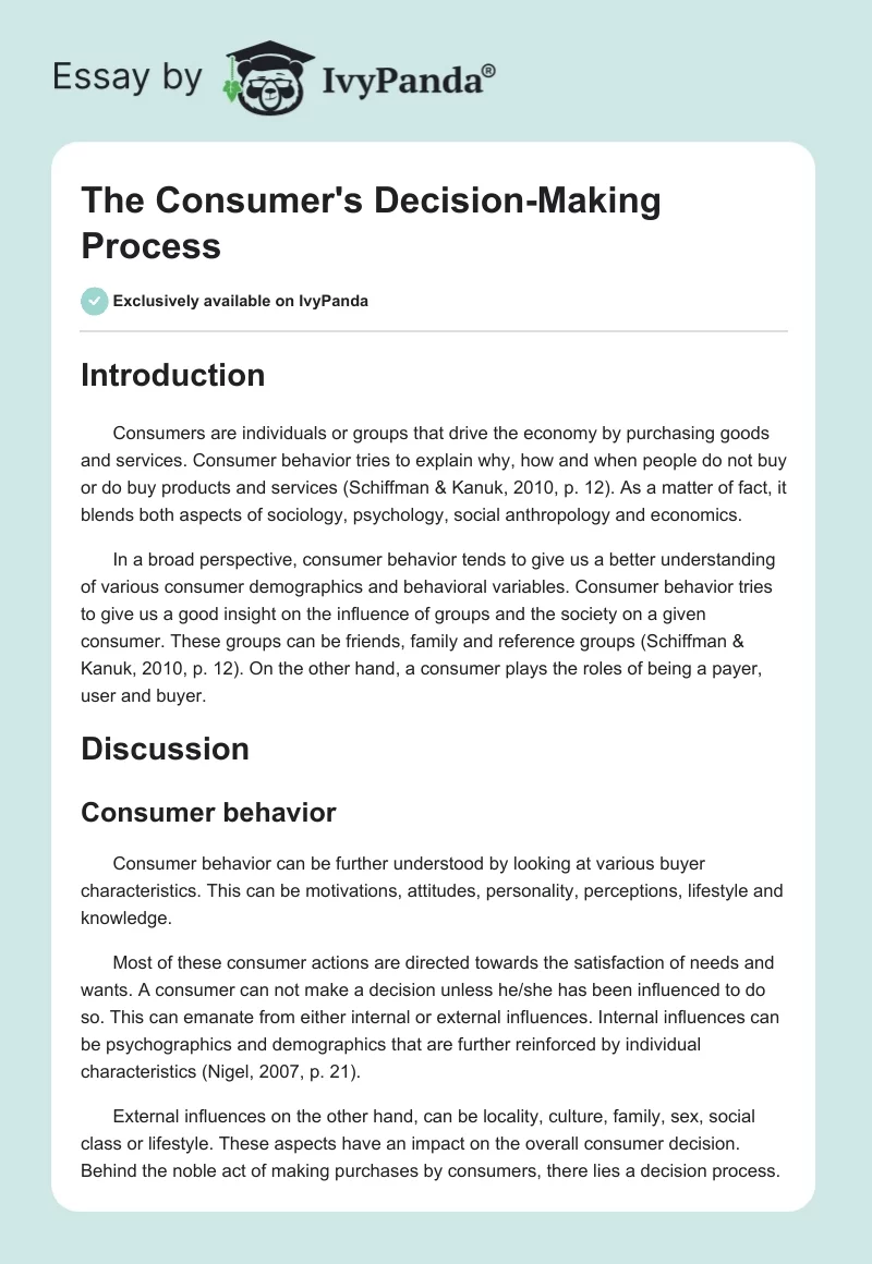 The Consumer's Decision-Making Process. Page 1