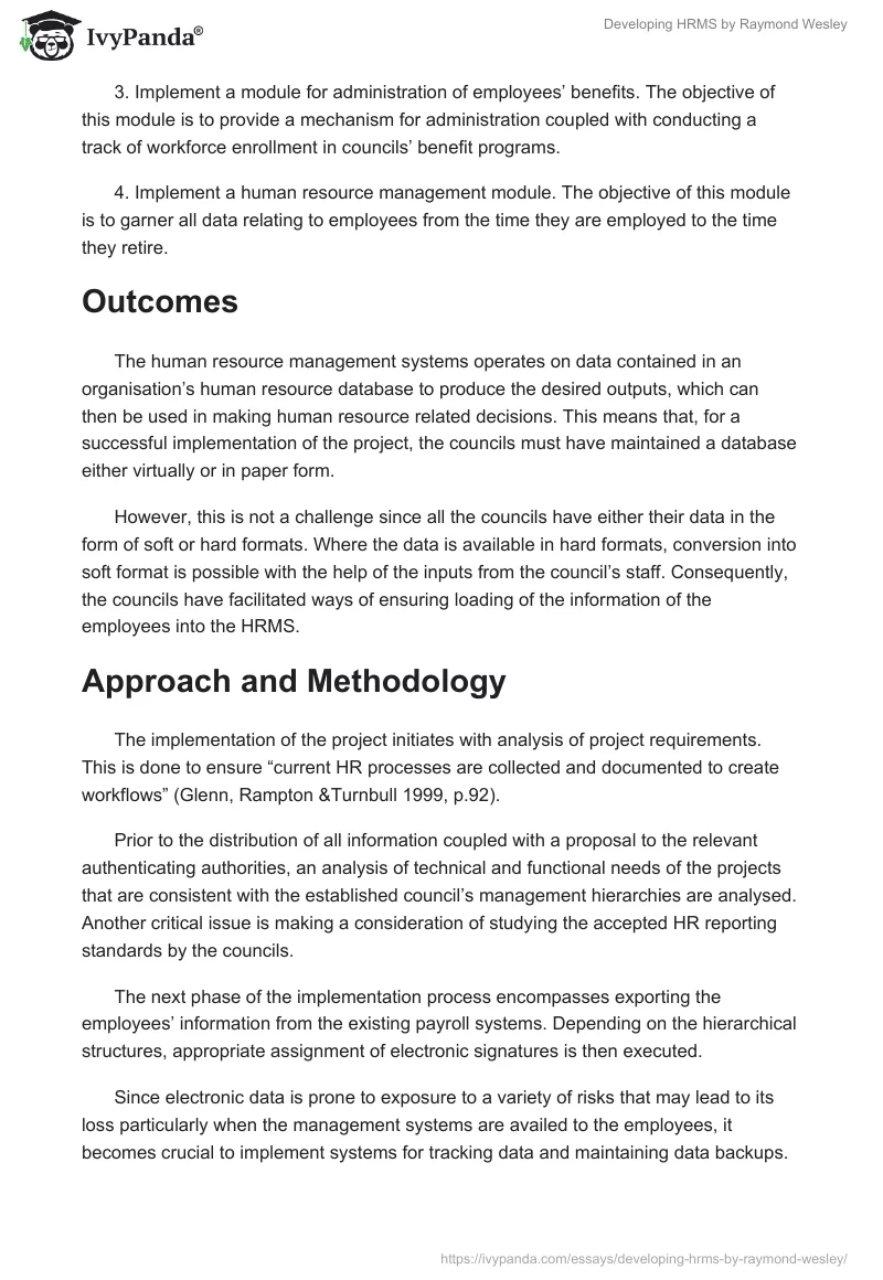 Developing HRMS by Raymond Wesley. Page 4