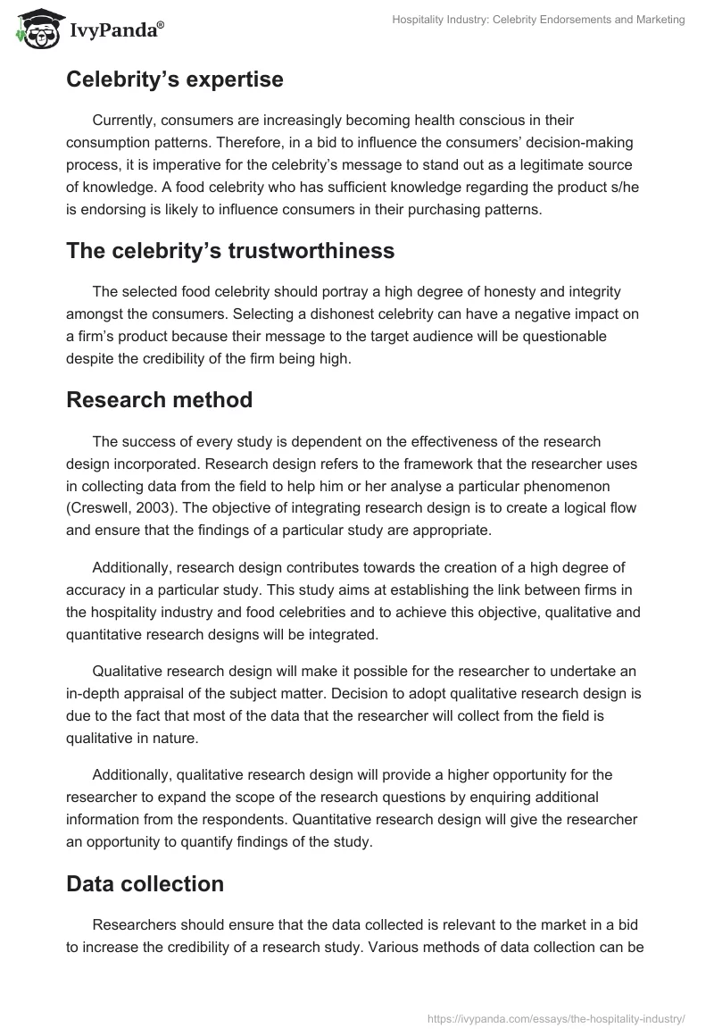 Hospitality Industry: Celebrity Endorsements and Marketing. Page 5