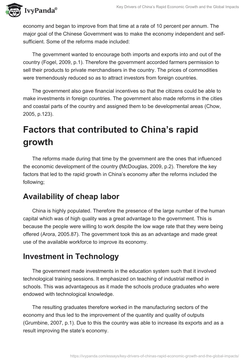 Key Drivers of China’s Rapid Economic Growth and the Global Impacts. Page 2