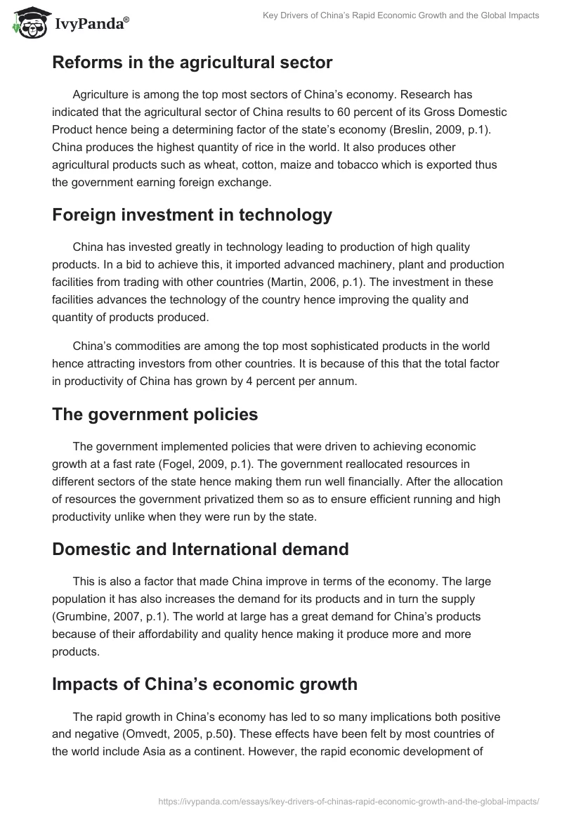 Key Drivers of China’s Rapid Economic Growth and the Global Impacts. Page 3