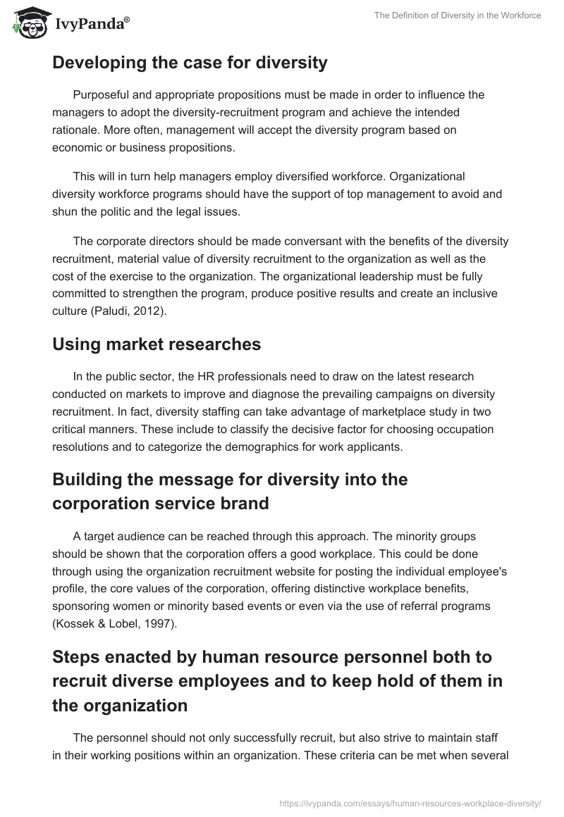The Definition of Diversity in the Workforce. Page 5