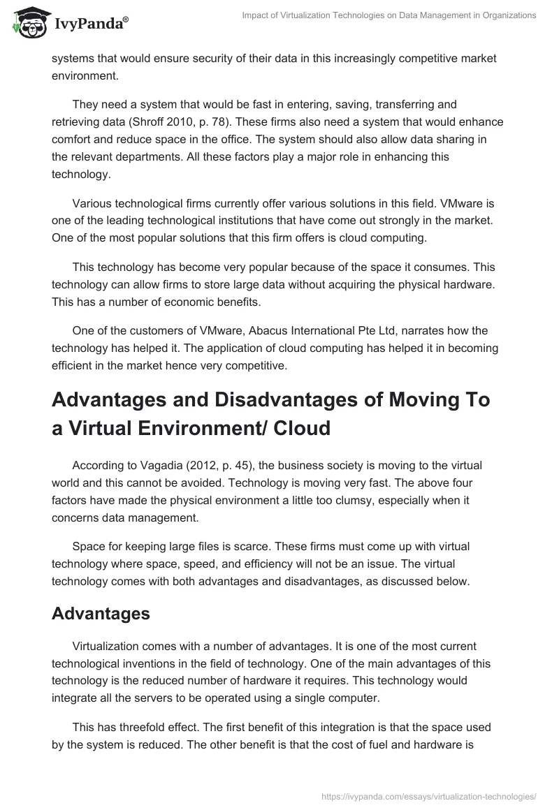 Impact of Virtualization Technologies on Data Management in Organizations. Page 2