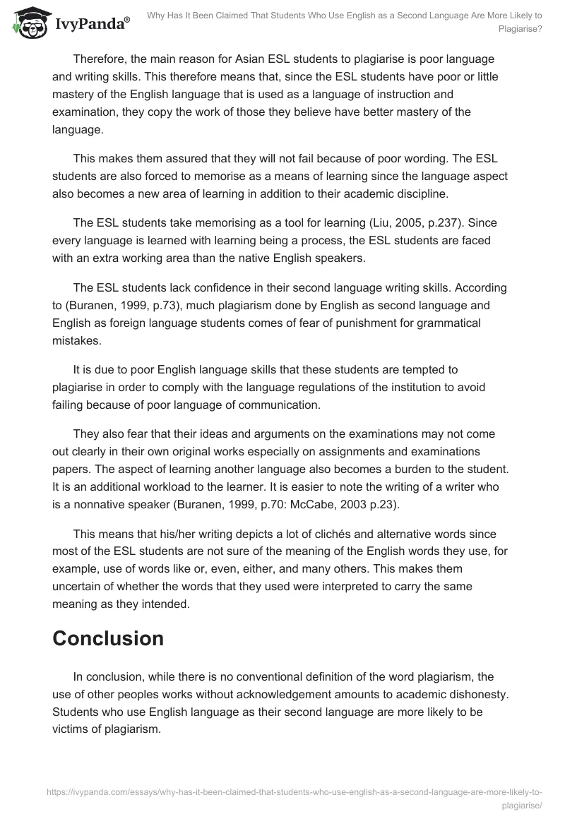Why Has It Been Claimed That Students Who Use English as a Second Language Are More Likely to Plagiarise?. Page 4