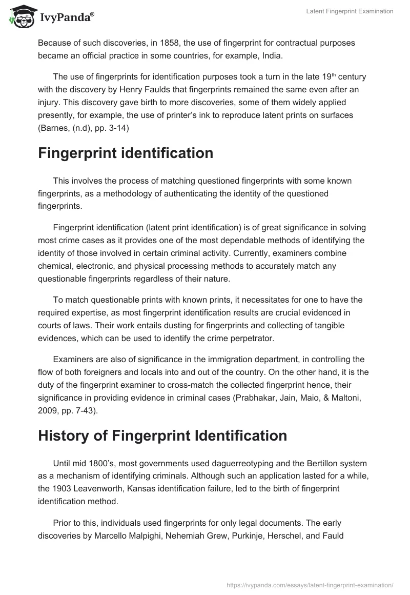 Latent Fingerprint Examination. Page 2