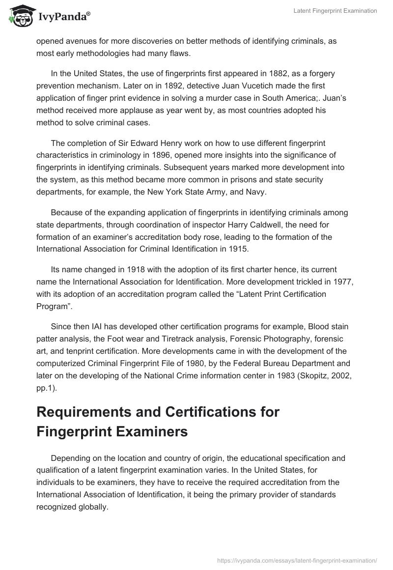Latent Fingerprint Examination. Page 3