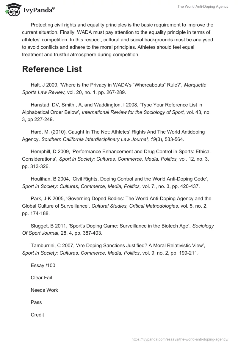 The World Anti-Doping Agency. Page 4