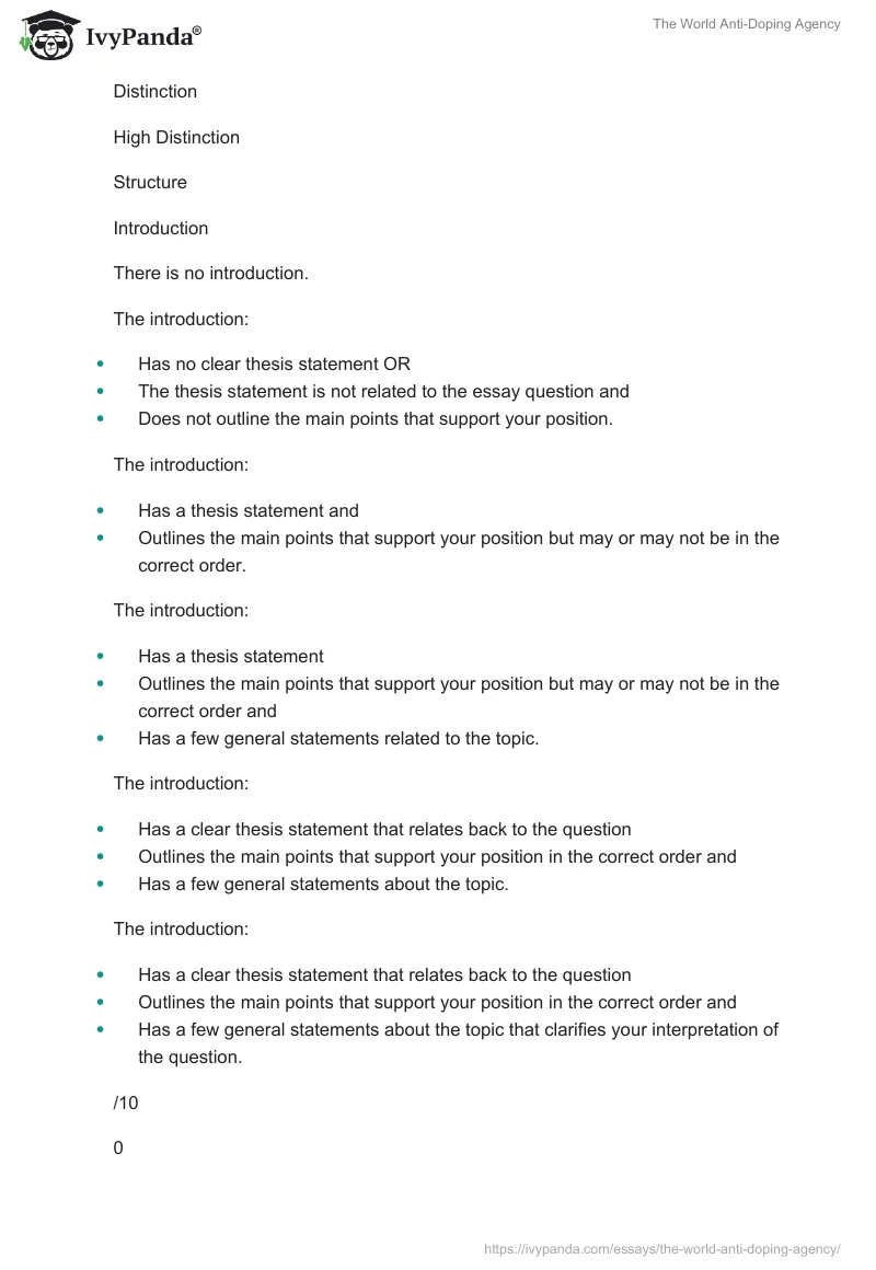 The World Anti-Doping Agency. Page 5