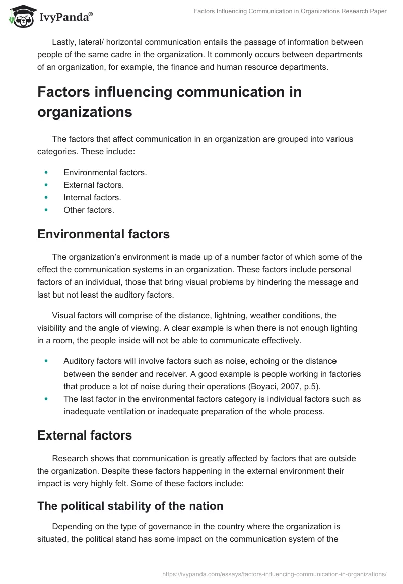 Factors Influencing Communication in Organizations Research Paper. Page 3
