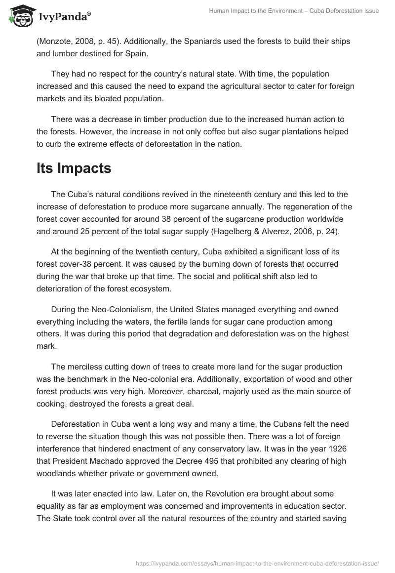 Human Impact to the Environment – Cuba Deforestation Issue. Page 3