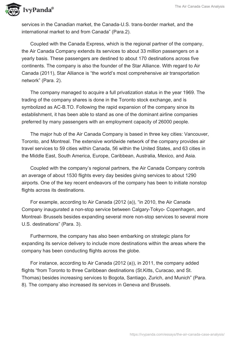 The Air Canada Case Analysis. Page 3