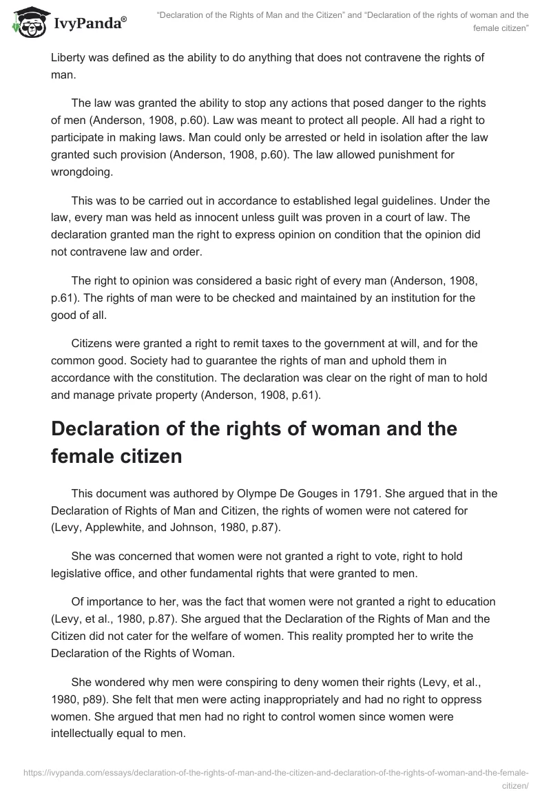 “Declaration of the Rights of Man and the Citizen” and “Declaration of the rights of woman and the female citizen”. Page 2