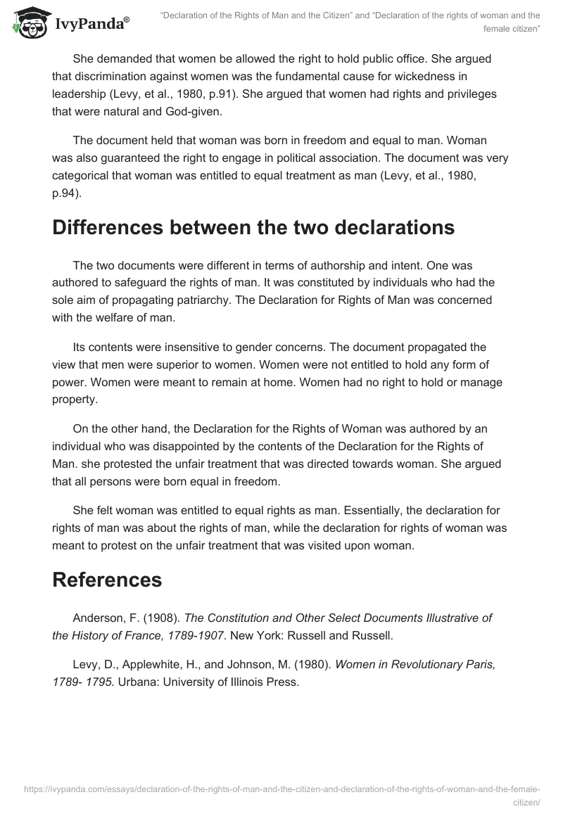 “Declaration of the Rights of Man and the Citizen” and “Declaration of the rights of woman and the female citizen”. Page 3