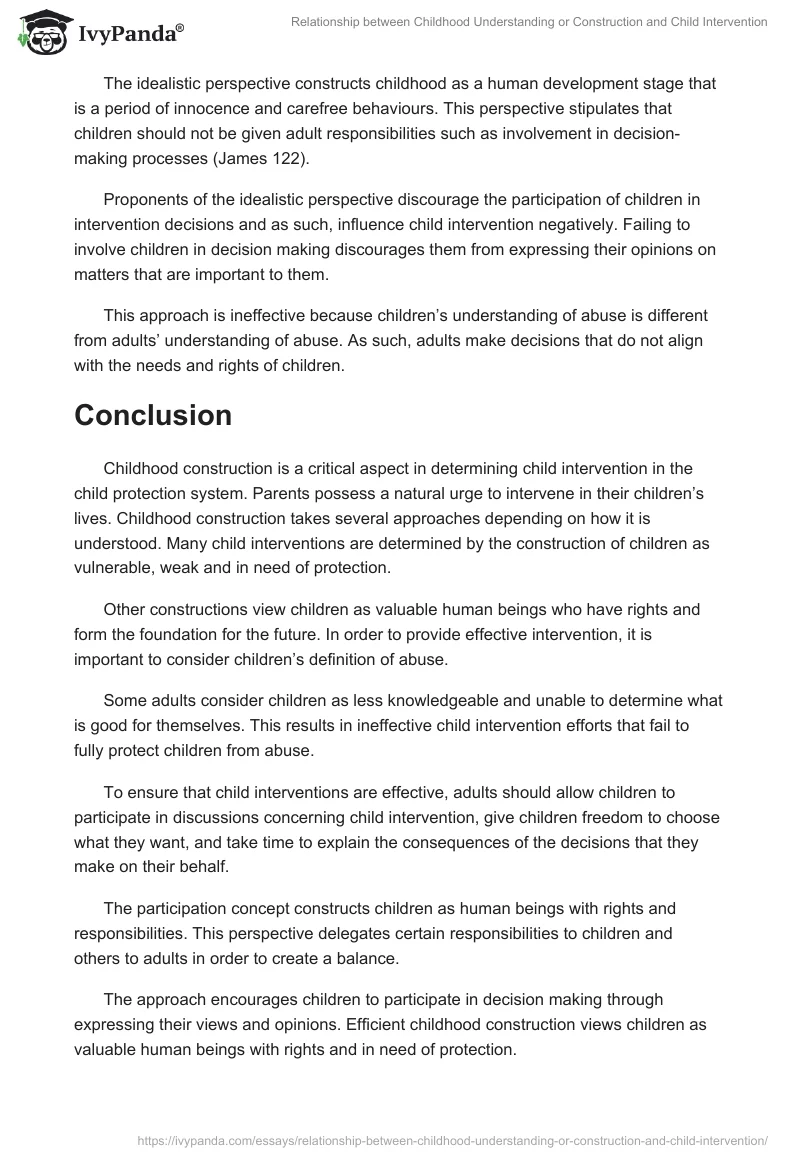 Relationship Between Childhood Understanding or Construction and Child Intervention. Page 4