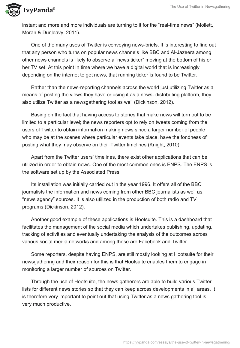 The Use of Twitter in Newsgathering. Page 2