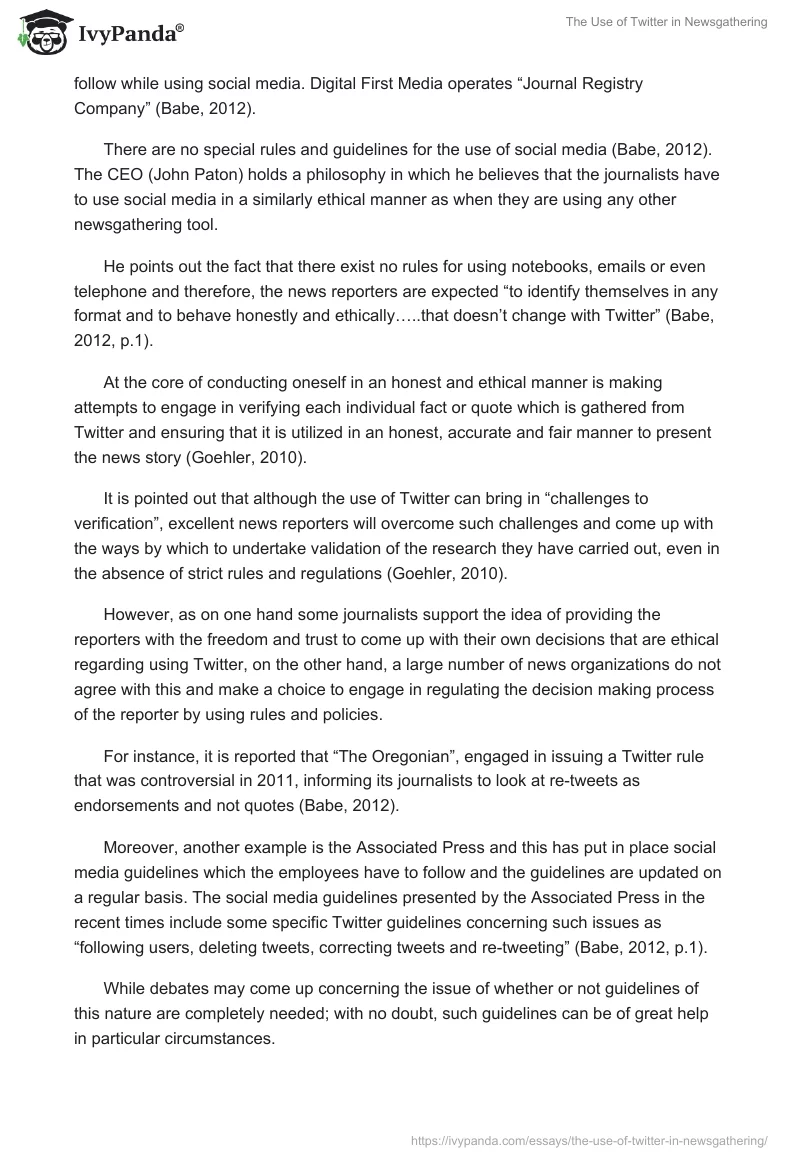 The Use of Twitter in Newsgathering. Page 4