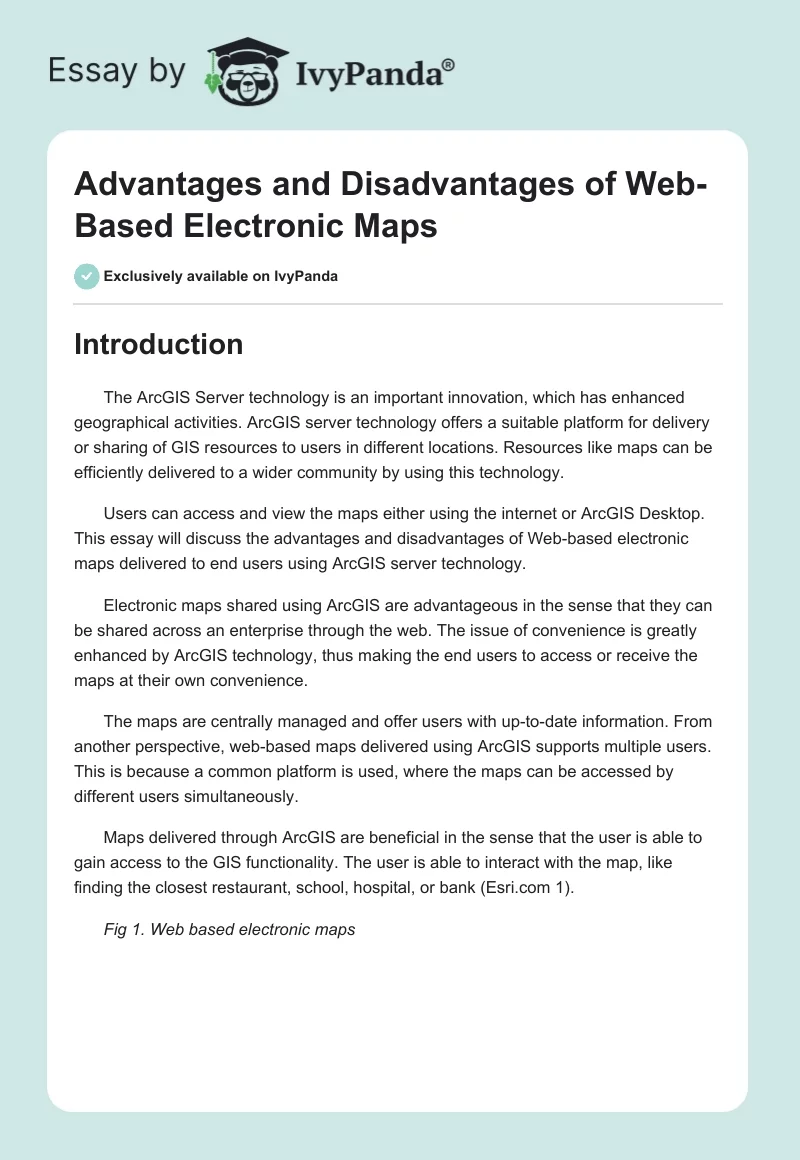 Advantages and Disadvantages of Web-Based Electronic Maps. Page 1