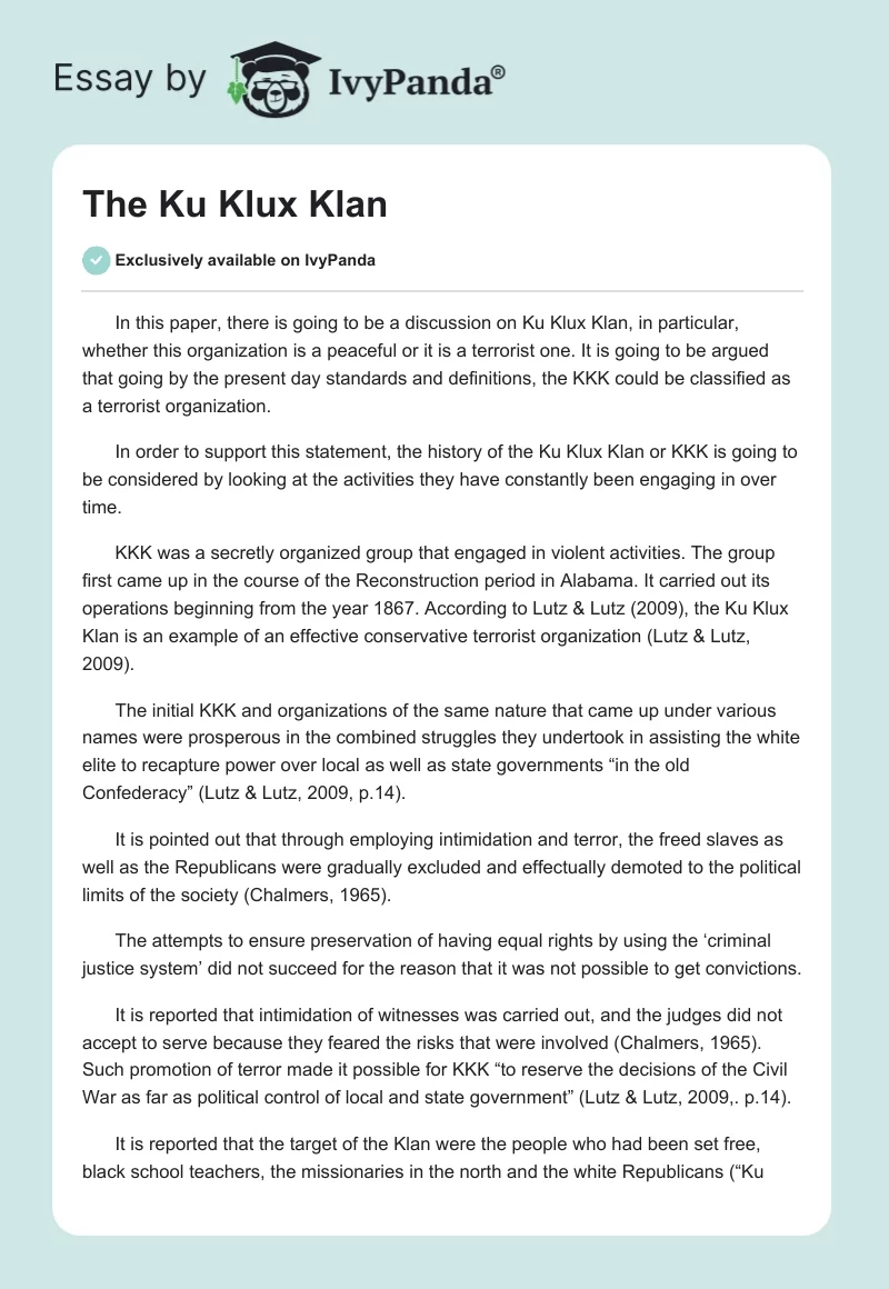 The Ku Klux Klan. Page 1