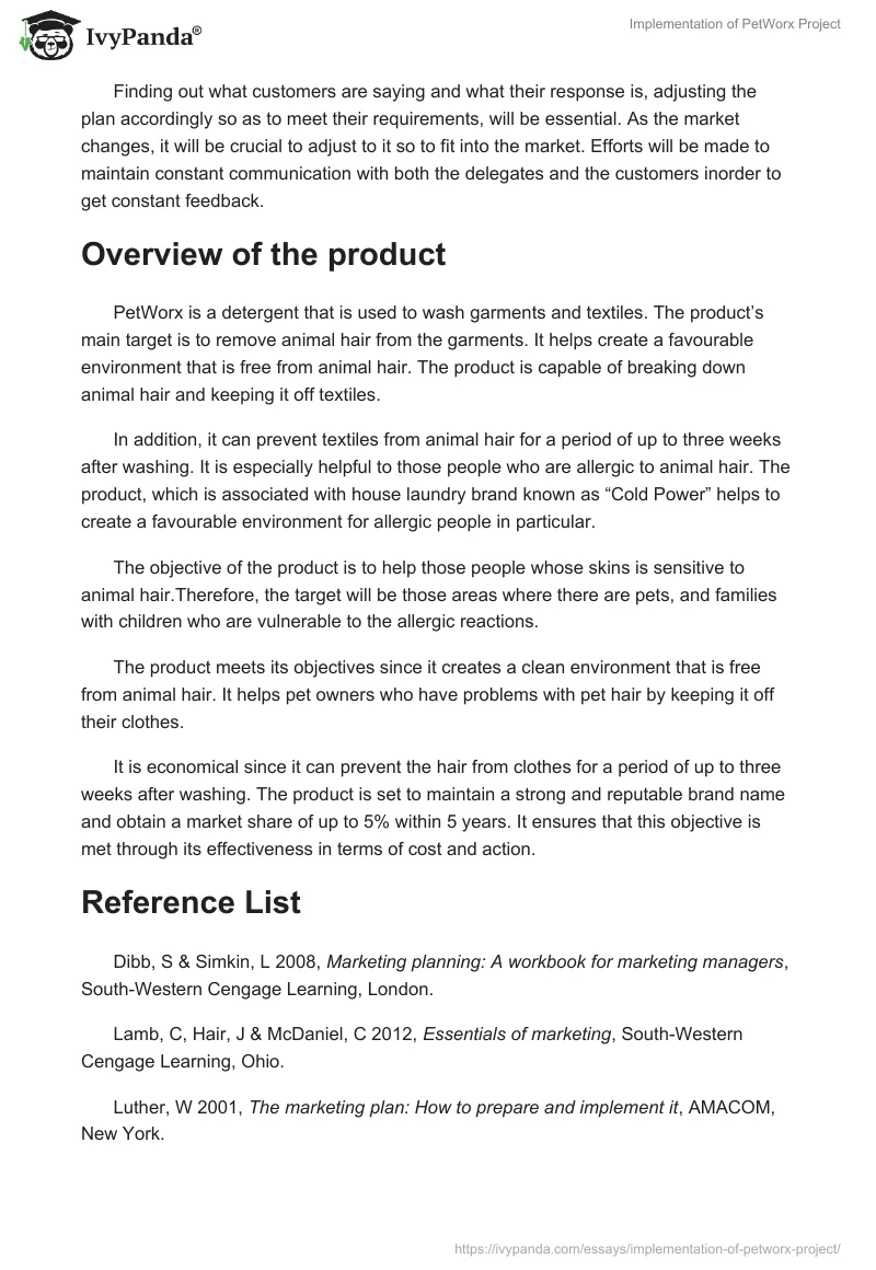 Implementation of PetWorx Project. Page 2