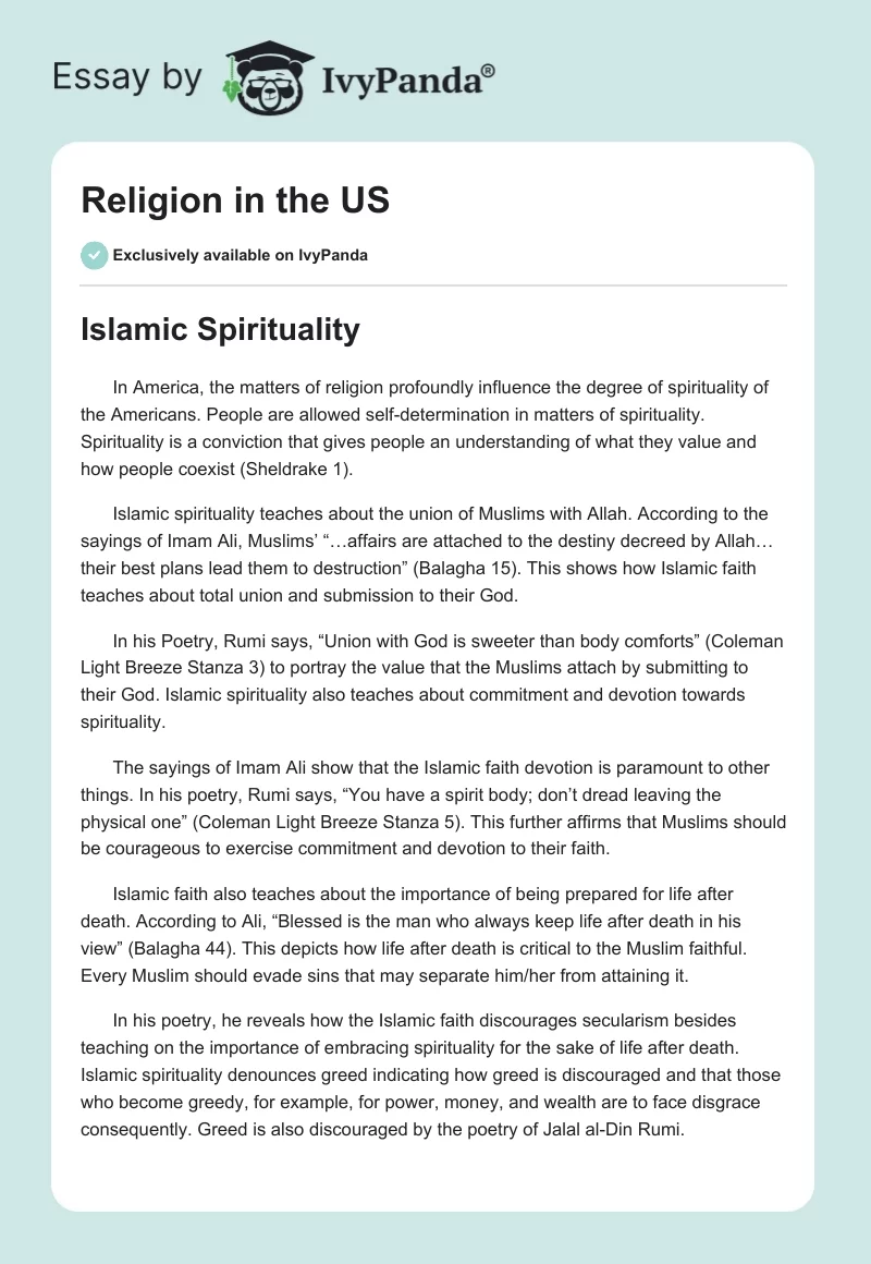 Religion in the US. Page 1