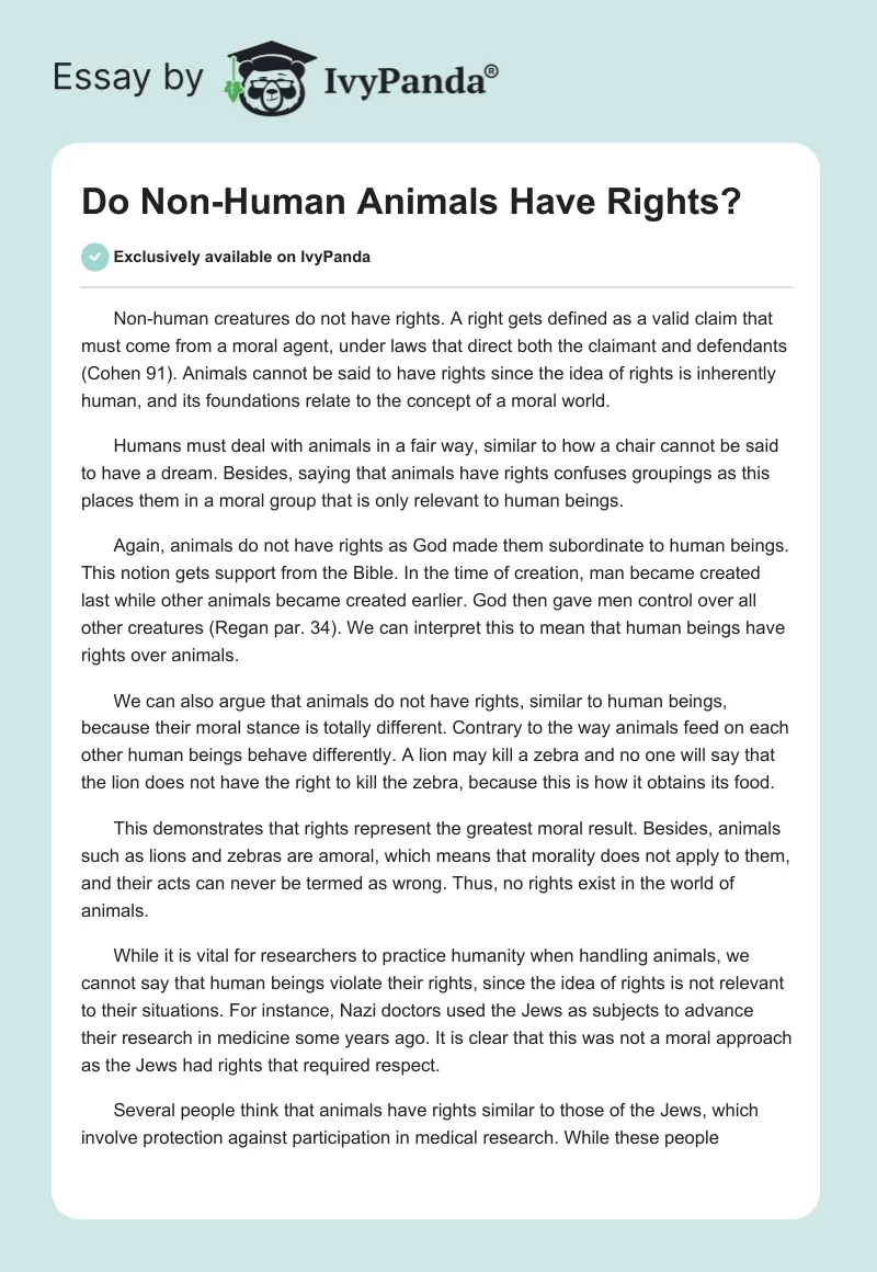 Do Non-Human Animals Have Rights?. Page 1